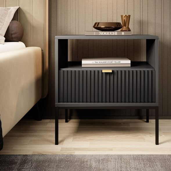 Srip Bedside Pedestal – Charcoal Black