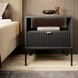 DecorMama Srip Bedside Pedestal – Charcoal Black