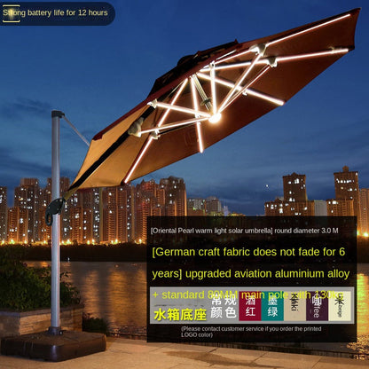 Roman outdoor solar LED cantilever umbrella