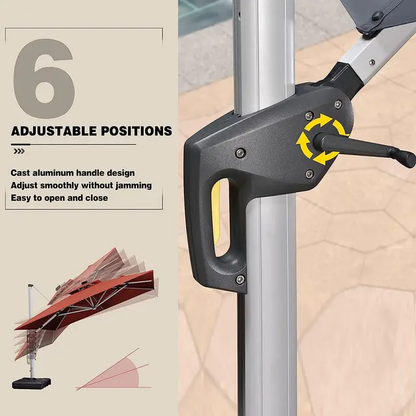 Roman outdoor solar LED cantilever umbrella