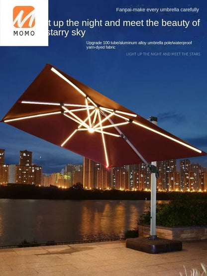 Roman outdoor solar LED cantilever umbrella