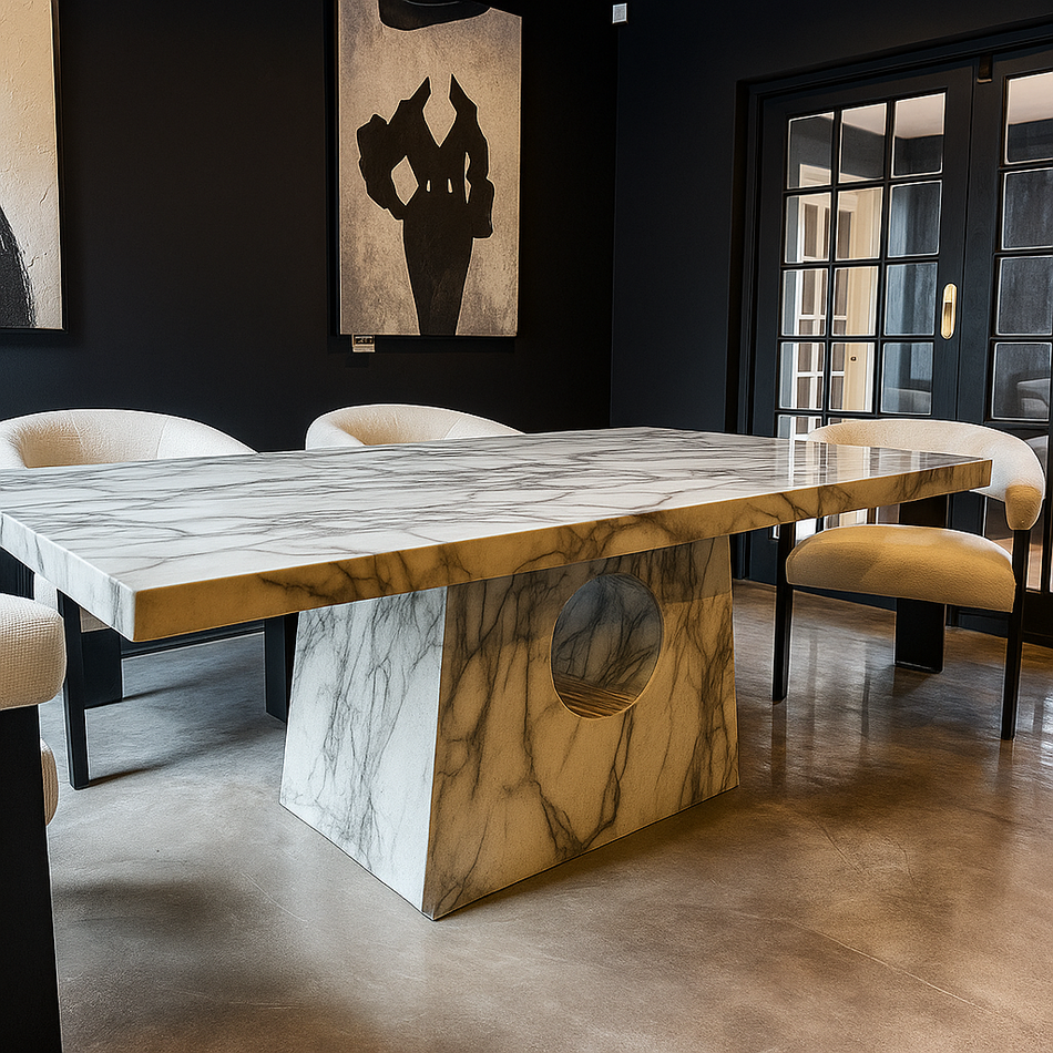 DecorMama Terrace Sintered Stone Dining Table with 6 Chairs